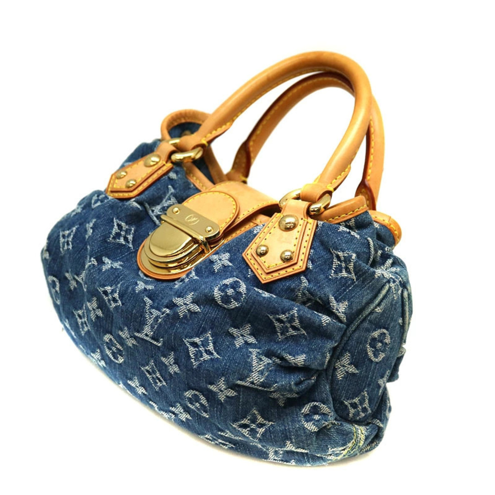 LOUIS VUITTON Pleaty Handbag Monogram Denim Blue LV Bag